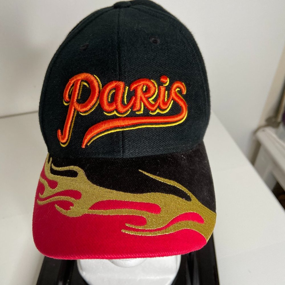 BLACK, RED & GOLD FLAMES 'PARIS' HAT/CAP